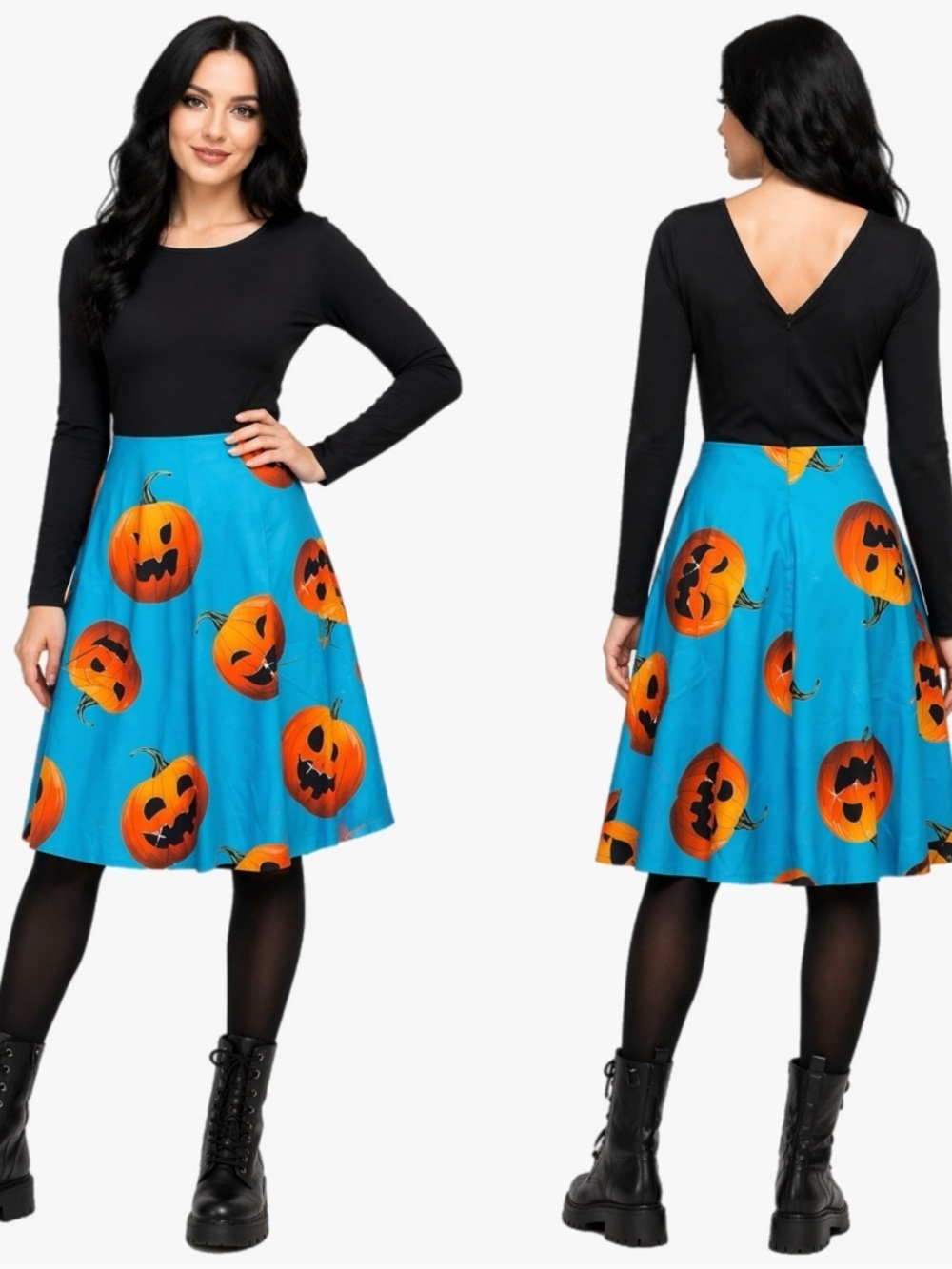 NWOT Halloween Jack-o-Lantern Pumpkin Fit and Flare Dress Juniors Plus Size XXL